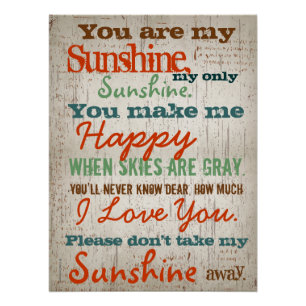 You are my Sunshine Children's Song Poster