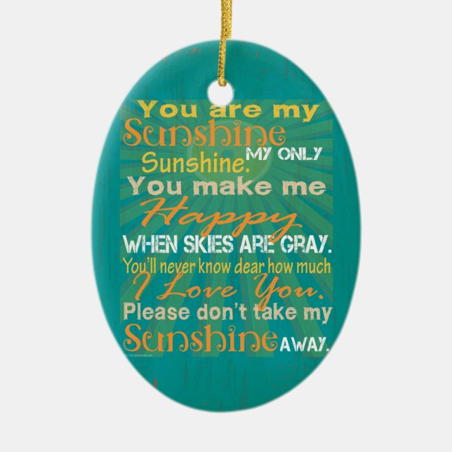 You are my Sunshine Colourful Ceramic Tree Decoration (Front)
