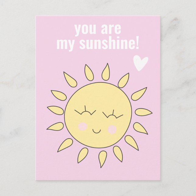 You Are My Sunshine Cute Classroom Valentine's Day Postcard (Front)