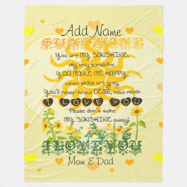 You Are My Sunshine Fleece Blanket (Front)