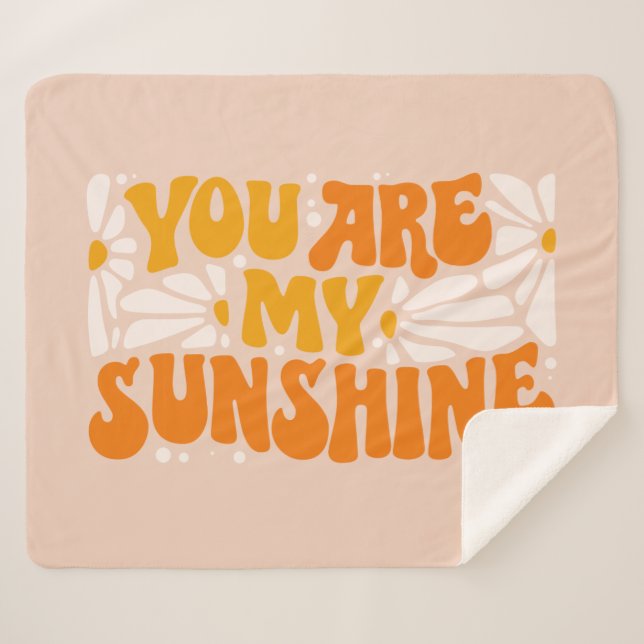 You Are My Sunshine Groovy Graphic Sherpa Blanket (Front (Horizontal))