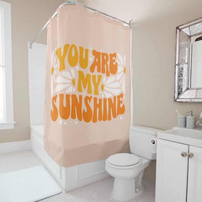 You Are My Sunshine Groovy Graphic Shower Curtain (In Situ)