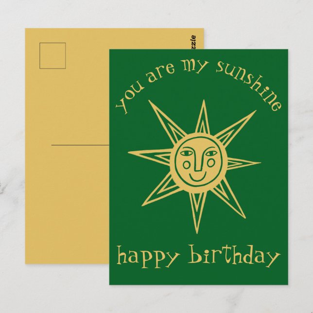 You are my sunshine HAPPY BIRTHDAY CUSTOM Postcard (Front/Back)
