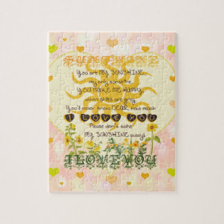 You Are My Sunshine Heart Jigsaw Puzzle