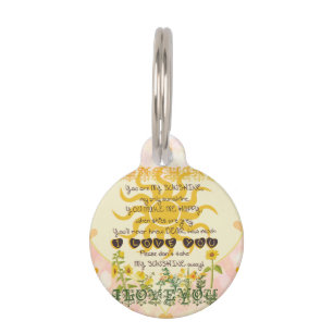 You Are My Sunshine Hearts Pet Tag