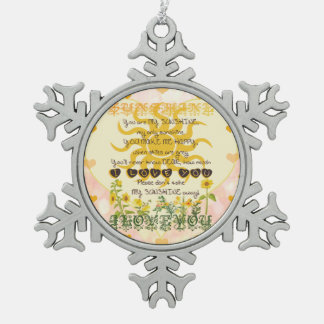 You Are My Sunshine Hearts Snowflake Pewter Christmas Ornament
