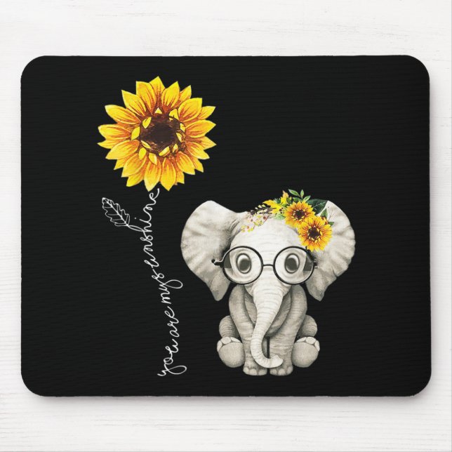 You Are My Sunshine Hippie Sunflower Elephant Mouse Pad (Front)