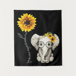 You Are My Sunshine Hippie Sunflower Elephant Tapestry