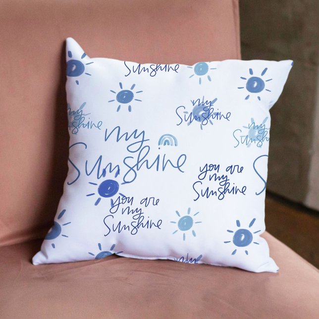 You Are My Sunshine in Blue Reversible Cushion (You Are My Sunshine in Blue Reversible Throw Pillow)