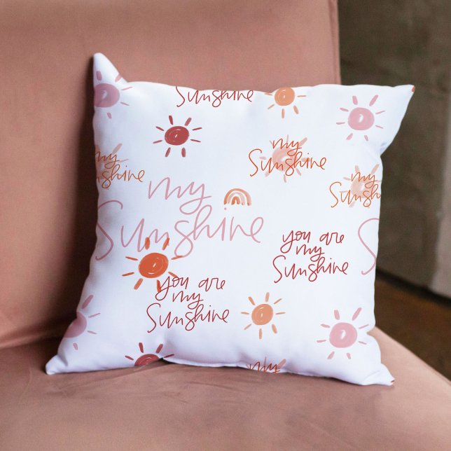 You Are My Sunshine in Red Reversible Cushion (You Are My Sunshine in Red Reversible Throw Pillow)