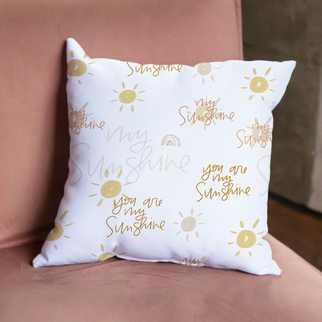 You Are My Sunshine in Yellow Reversible Cushion (You Are My Sunshine in Yellow Reversible Throw Pillow)