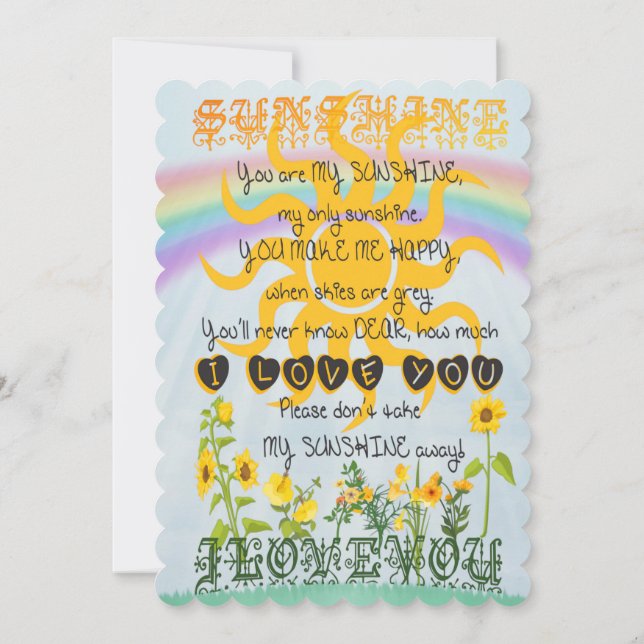 You Are My Sunshine Invitation (Back)