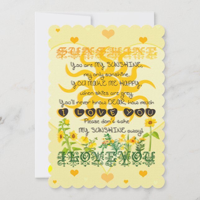You Are My Sunshine Invitation (Back)
