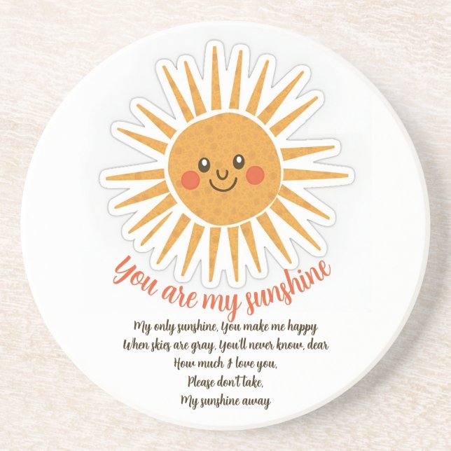 You are my sunshine lyrics  coaster (Front)