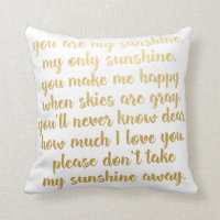 You are my Sunshine Lyrics Pillow