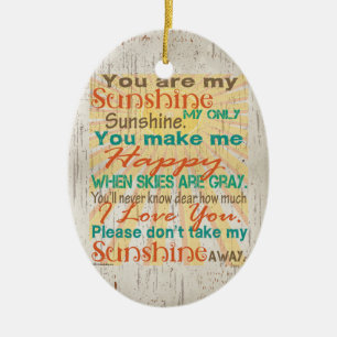 You are my Sunshine Orange/Teal/Cream Ceramic Ornament