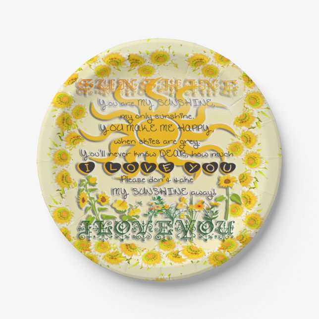 You Are My Sunshine Paper Plate (Front)