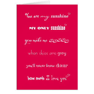 You Are My Sunshine Personalised Love Hearts Card