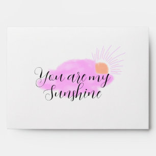 you are my sunshine pink purple sun rays clouds envelope