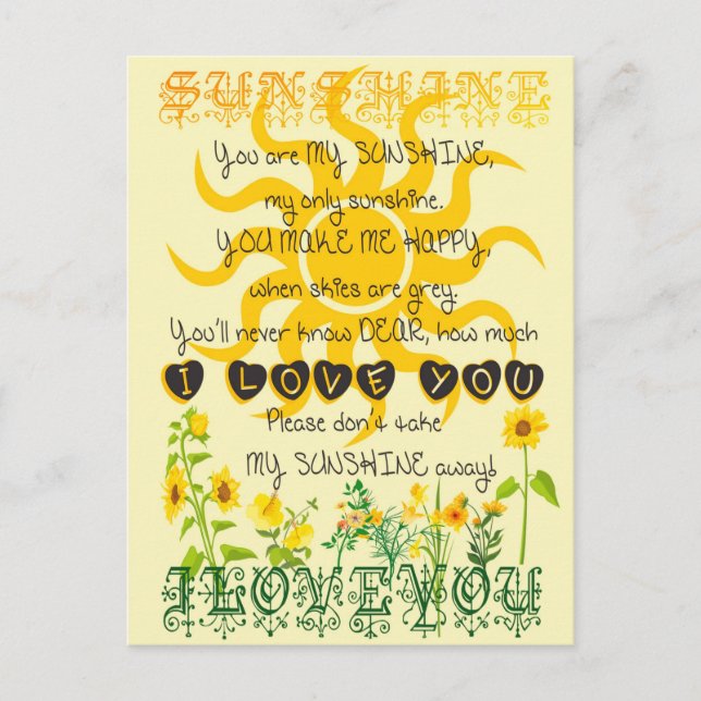You are my sunshine. postcard (Front)