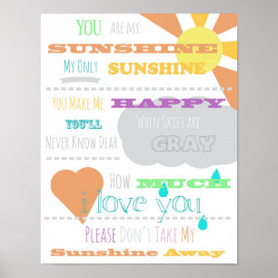 You are My Sunshine Poster 11"x14"