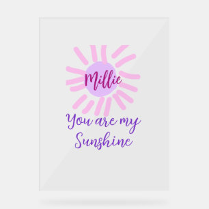 you are my sunshine purple pink pastel sun rays mo acrylic sign