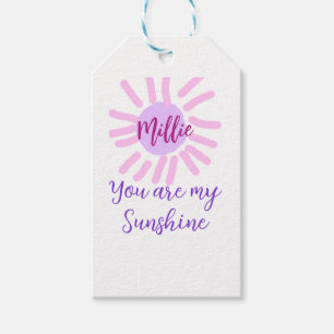 you are my sunshine purple pink pastel sun rays mo gift tags