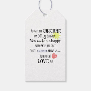 You are my Sunshine Quote Gift Tags