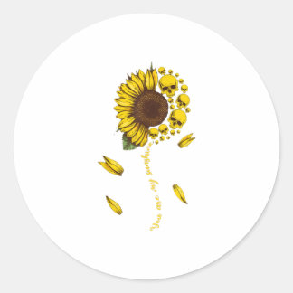 You are my sunshine skull sunflower classic round sticker