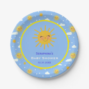 You Are My Sunshine Smiling Sun Baby Shower Paper Plate