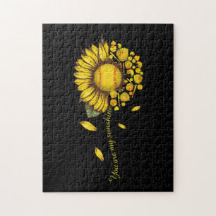 You Are My Sunshine Softball Sunflower Jigsaw Puzzle
