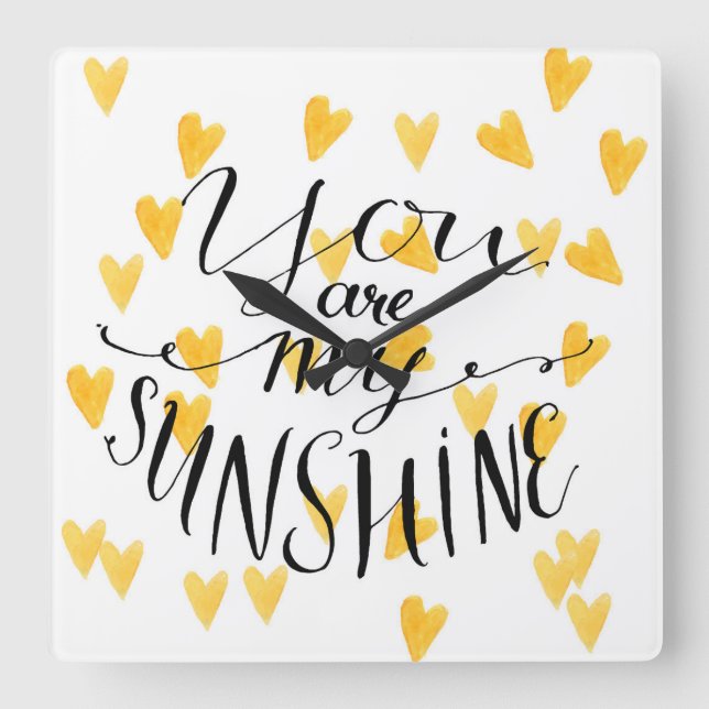 You Are My Sunshine Square Wall Clock (Front)