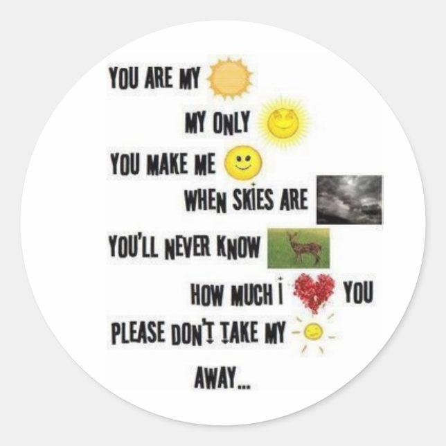 You Are My Sunshine - Sticker (Front)