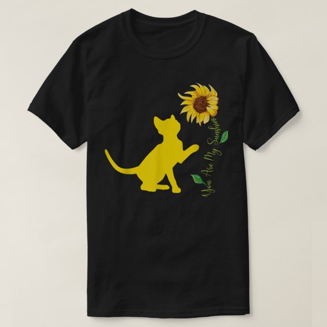 You Are My Sunshine Sunflower Cute Cats Lover Cat  T-Shirt (Design Front)