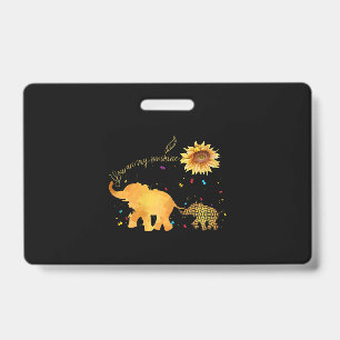 You Are My Sunshine Sunflower Elephant Autism ID Badge