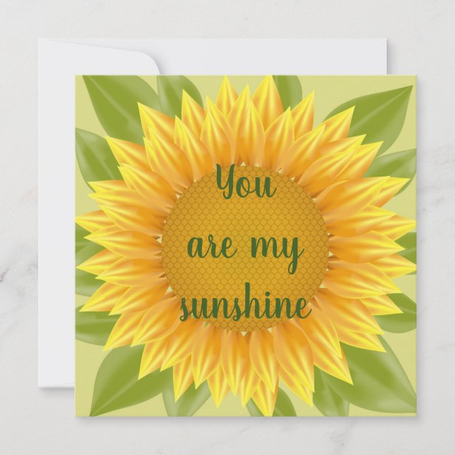 You are my Sunshine Sunflower Flower Quote art Card (Front)