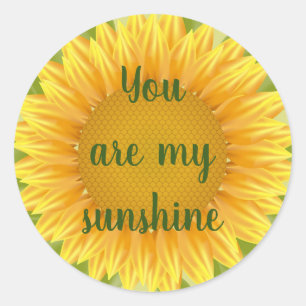 You are my Sunshine Sunflower Flower Quote art Classic Round Sticker