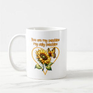 You are My Sunshine Sunflower Heart Personalised Coffee Mug