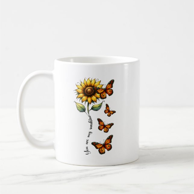 You are My Sunshine Sunflower Personalised Coffee Mug (Left)