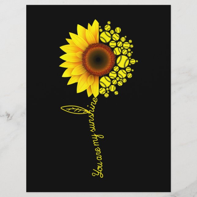 You Are My Sunshine Sunflower Softball Custom Letterhead (Front)