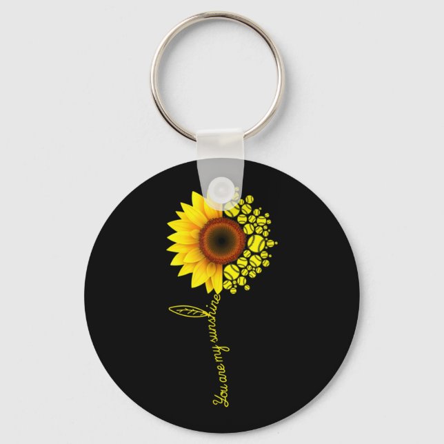 You Are My Sunshine Sunflower Softball Key Ring (Front)