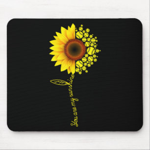 You Are My Sunshine Sunflower Softball Mouse Pad