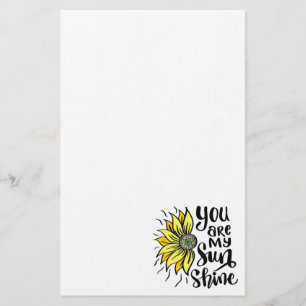 You are my sunshine sunflower stationery