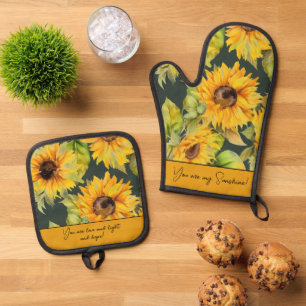You Are my Sunshine Sunflowers Oven Mitt & Pot Holder Set