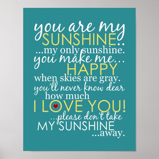 You Are My Sunshine - Teal - Poster (Front)