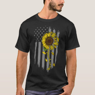 You Are My Sunshine Vintage Sunflower American Fla T-Shirt