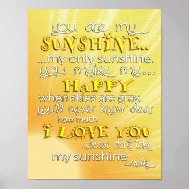 You are my Sunshine Wall Art (Front)