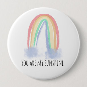 You are my sunshine watercolor painted rainbow 10 cm round badge