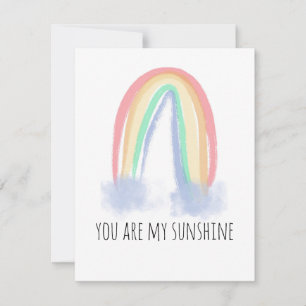 You are my sunshine watercolor painted rainbow announcement