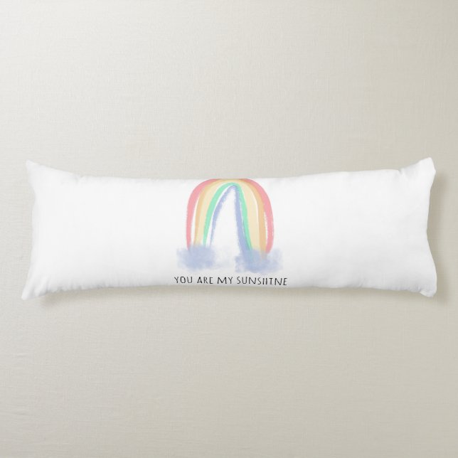 You are my sunshine watercolor painted rainbow  body cushion (Front)